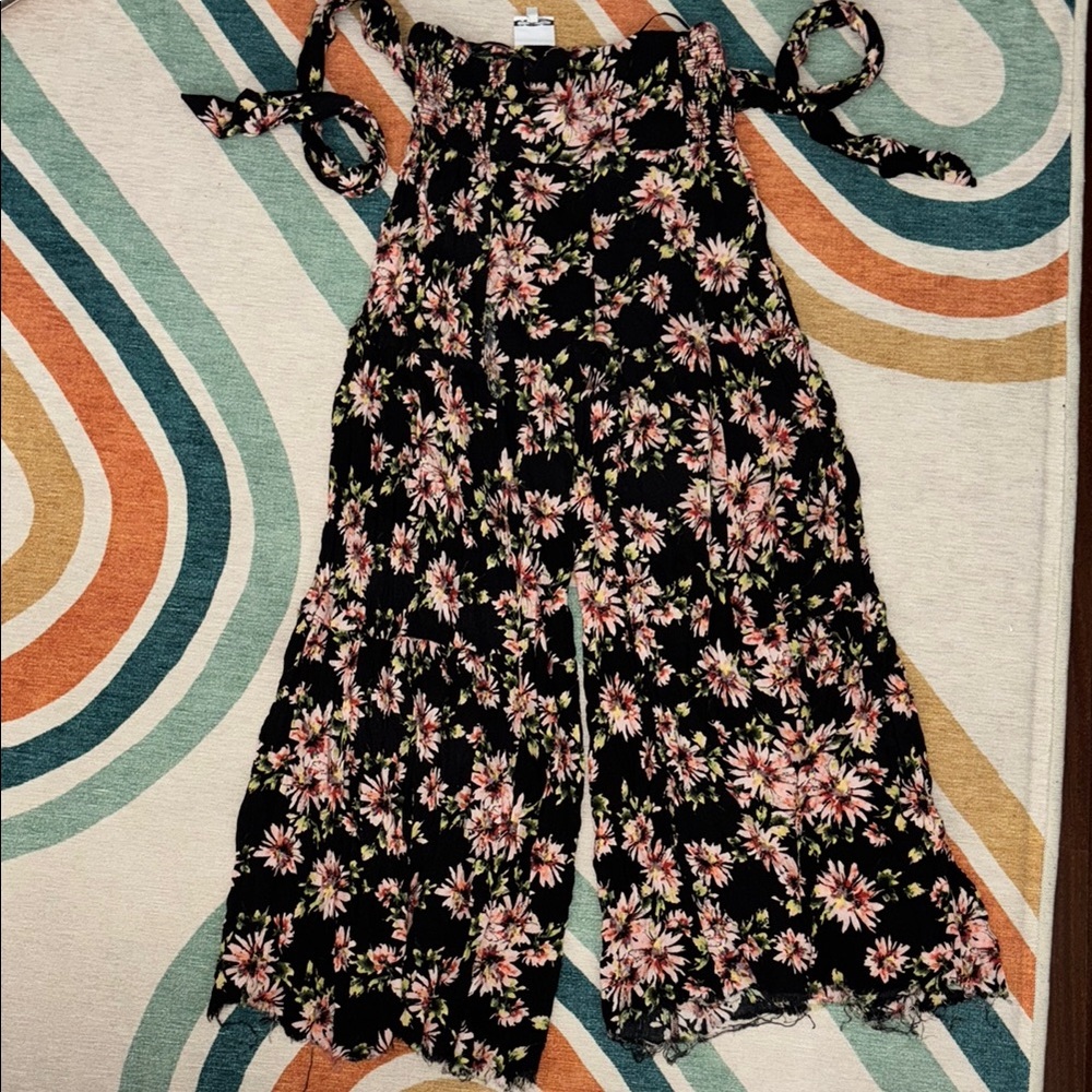 Skylar + Madison Floral Black Pants with ties